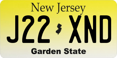 NJ license plate J22XND