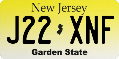 NJ license plate J22XNF