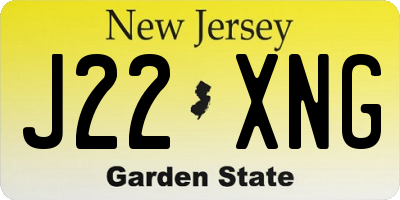 NJ license plate J22XNG