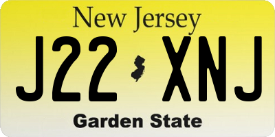 NJ license plate J22XNJ