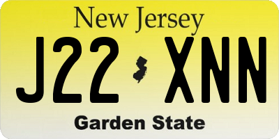 NJ license plate J22XNN