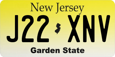 NJ license plate J22XNV