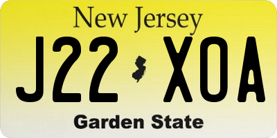 NJ license plate J22XOA