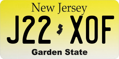 NJ license plate J22XOF