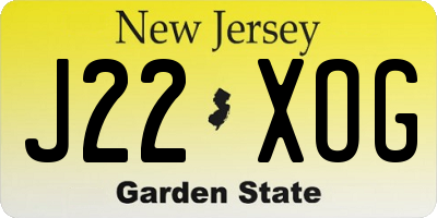 NJ license plate J22XOG