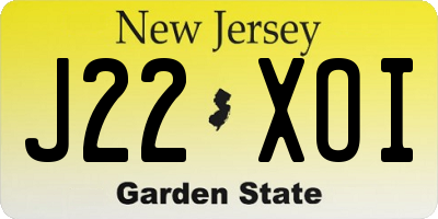 NJ license plate J22XOI