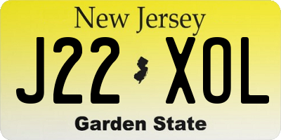 NJ license plate J22XOL