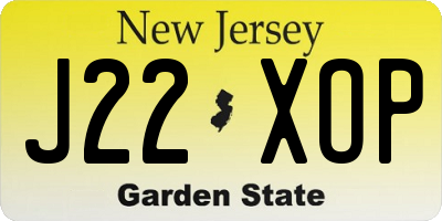 NJ license plate J22XOP