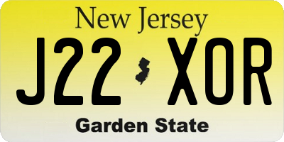 NJ license plate J22XOR
