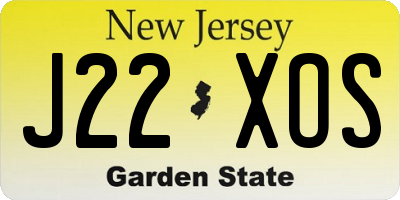NJ license plate J22XOS