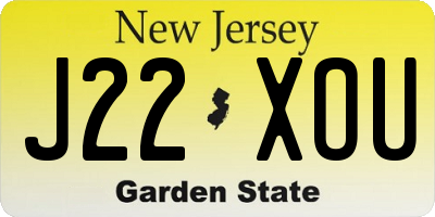 NJ license plate J22XOU