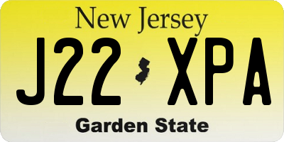 NJ license plate J22XPA