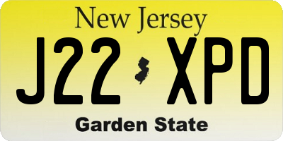 NJ license plate J22XPD