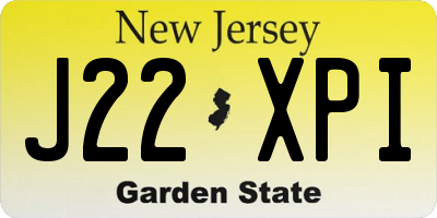 NJ license plate J22XPI