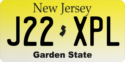 NJ license plate J22XPL