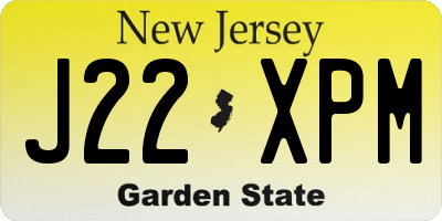 NJ license plate J22XPM