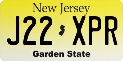 NJ license plate J22XPR
