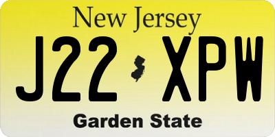 NJ license plate J22XPW
