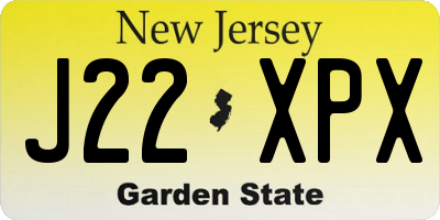 NJ license plate J22XPX