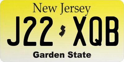 NJ license plate J22XQB