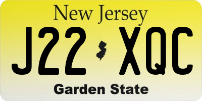 NJ license plate J22XQC