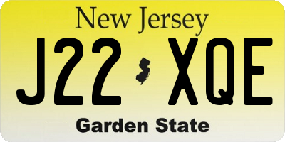 NJ license plate J22XQE