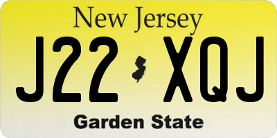 NJ license plate J22XQJ