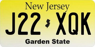 NJ license plate J22XQK