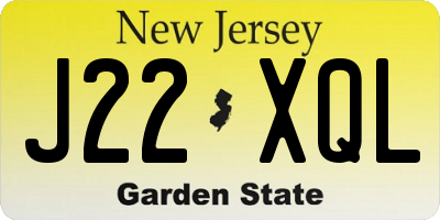 NJ license plate J22XQL