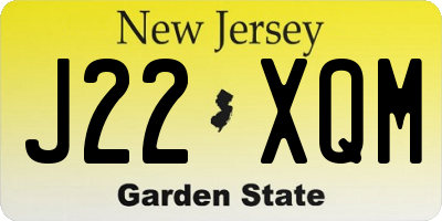 NJ license plate J22XQM