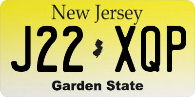NJ license plate J22XQP