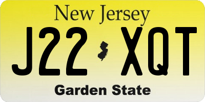 NJ license plate J22XQT