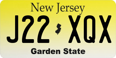 NJ license plate J22XQX