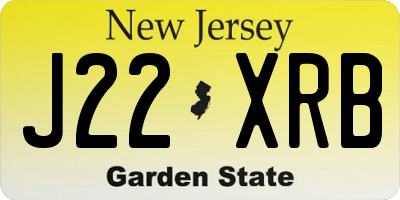 NJ license plate J22XRB