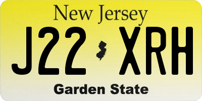 NJ license plate J22XRH