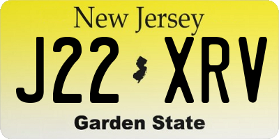 NJ license plate J22XRV