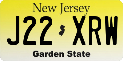 NJ license plate J22XRW