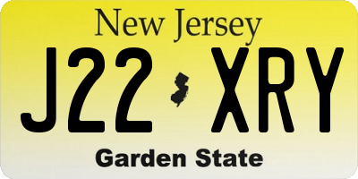 NJ license plate J22XRY