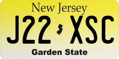 NJ license plate J22XSC