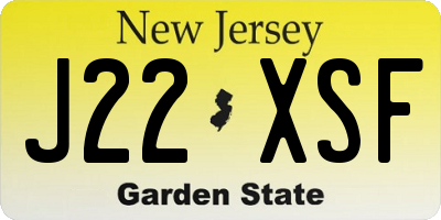 NJ license plate J22XSF