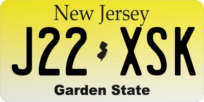NJ license plate J22XSK