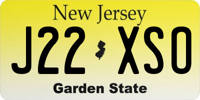 NJ license plate J22XSO