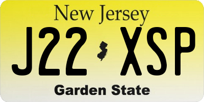 NJ license plate J22XSP