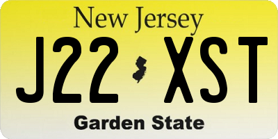 NJ license plate J22XST