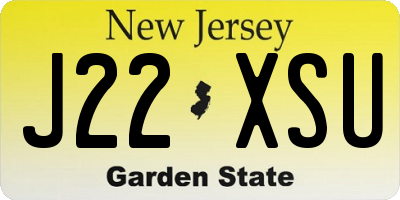 NJ license plate J22XSU