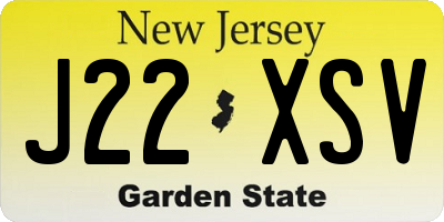 NJ license plate J22XSV