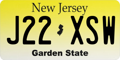 NJ license plate J22XSW