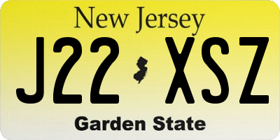 NJ license plate J22XSZ