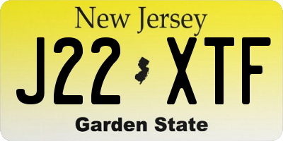 NJ license plate J22XTF