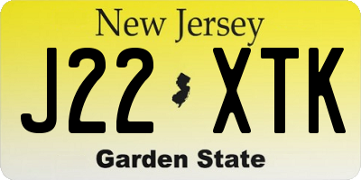 NJ license plate J22XTK